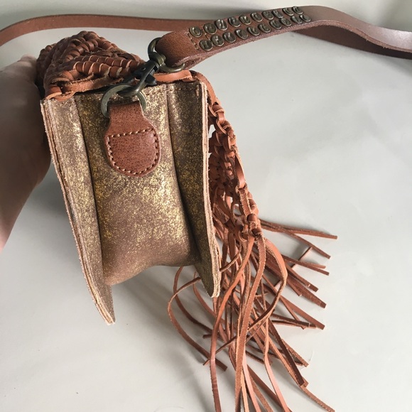 Anthropologie fringe leather braided crossbody bag - Picture 12 of 16